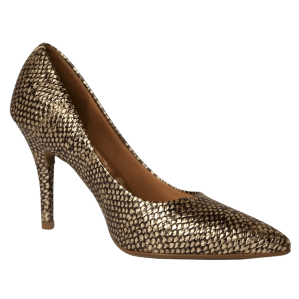 Tacones tipo Stiletto marca Vizzano color oro texturizado